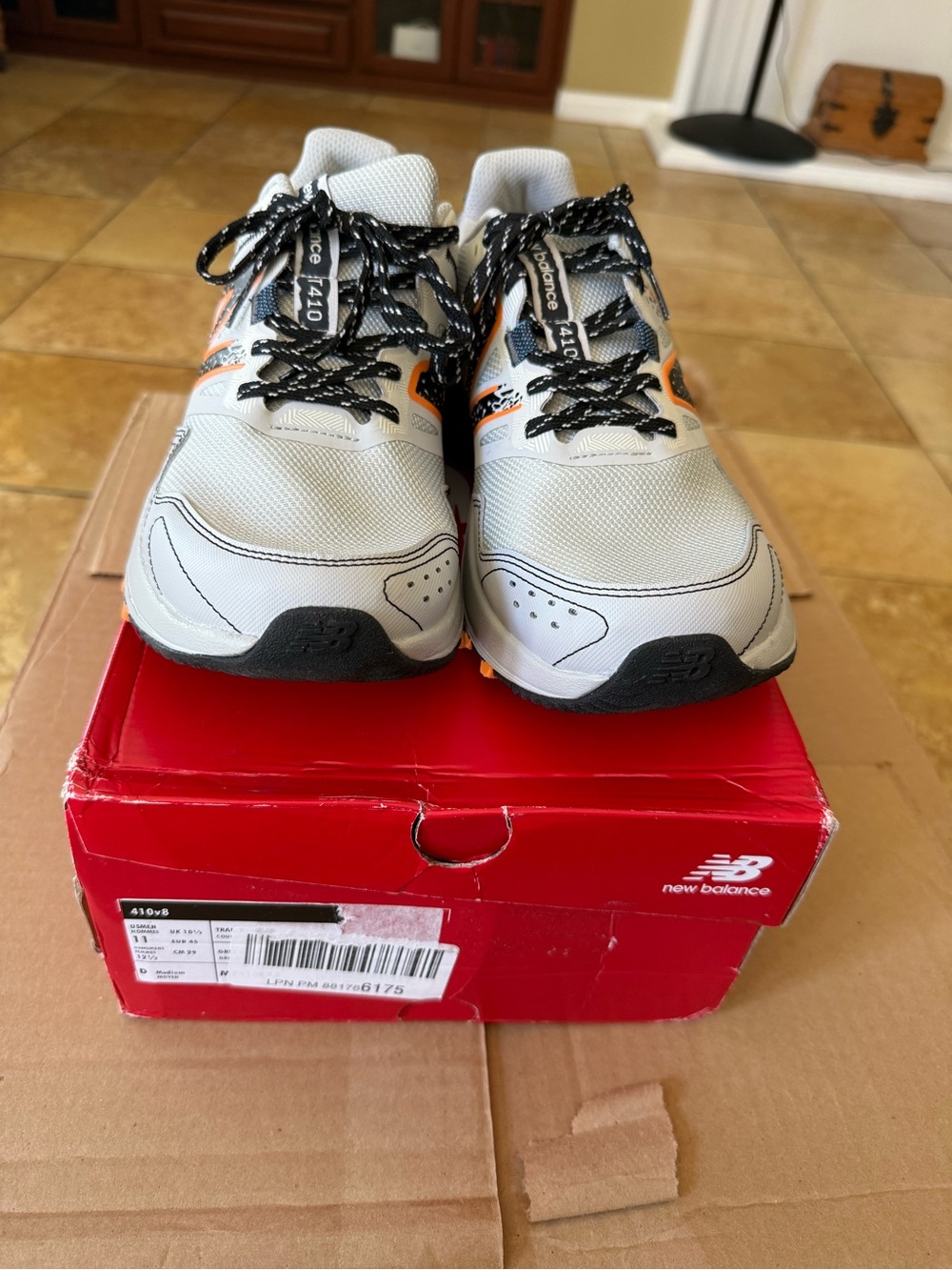 New Balance Light Gray Sneakers with Orange Accents
